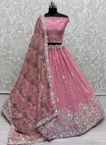 Chinnon Pink Wedding Wear Embroidery Work Lehenga Choli